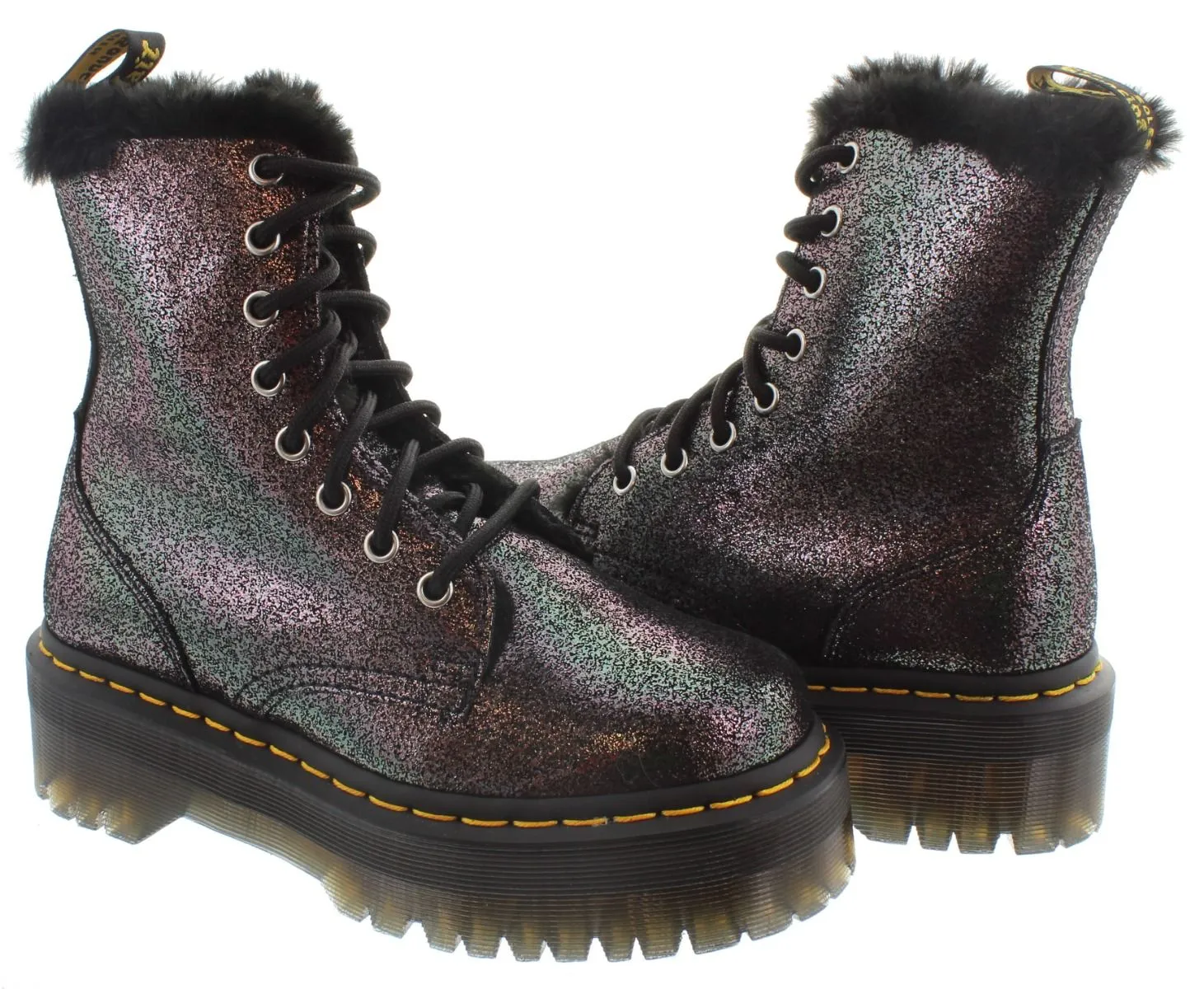 DR MARTENS Adults Jadon Faux Fur Lined Metallic Boots In Black