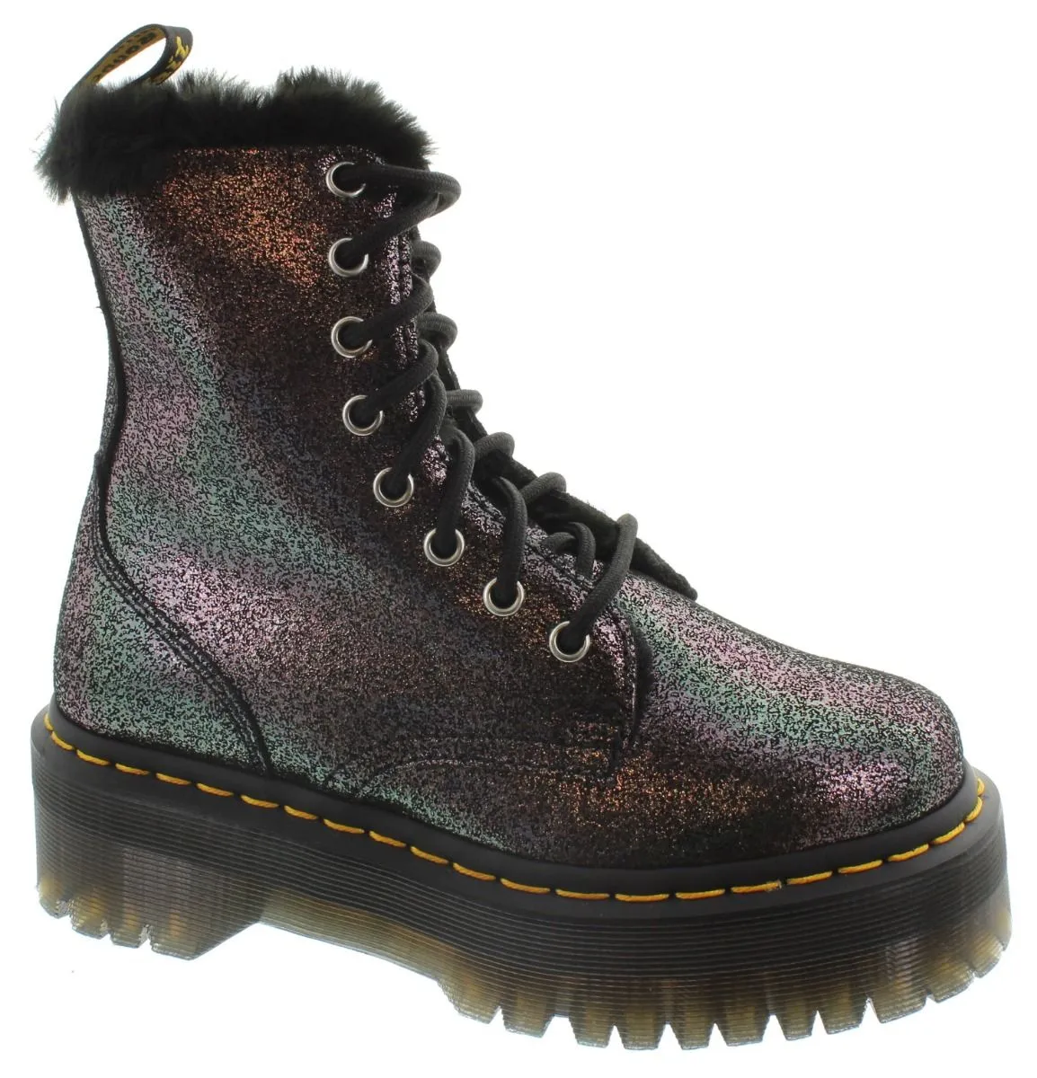 DR MARTENS Adults Jadon Faux Fur Lined Metallic Boots In Black