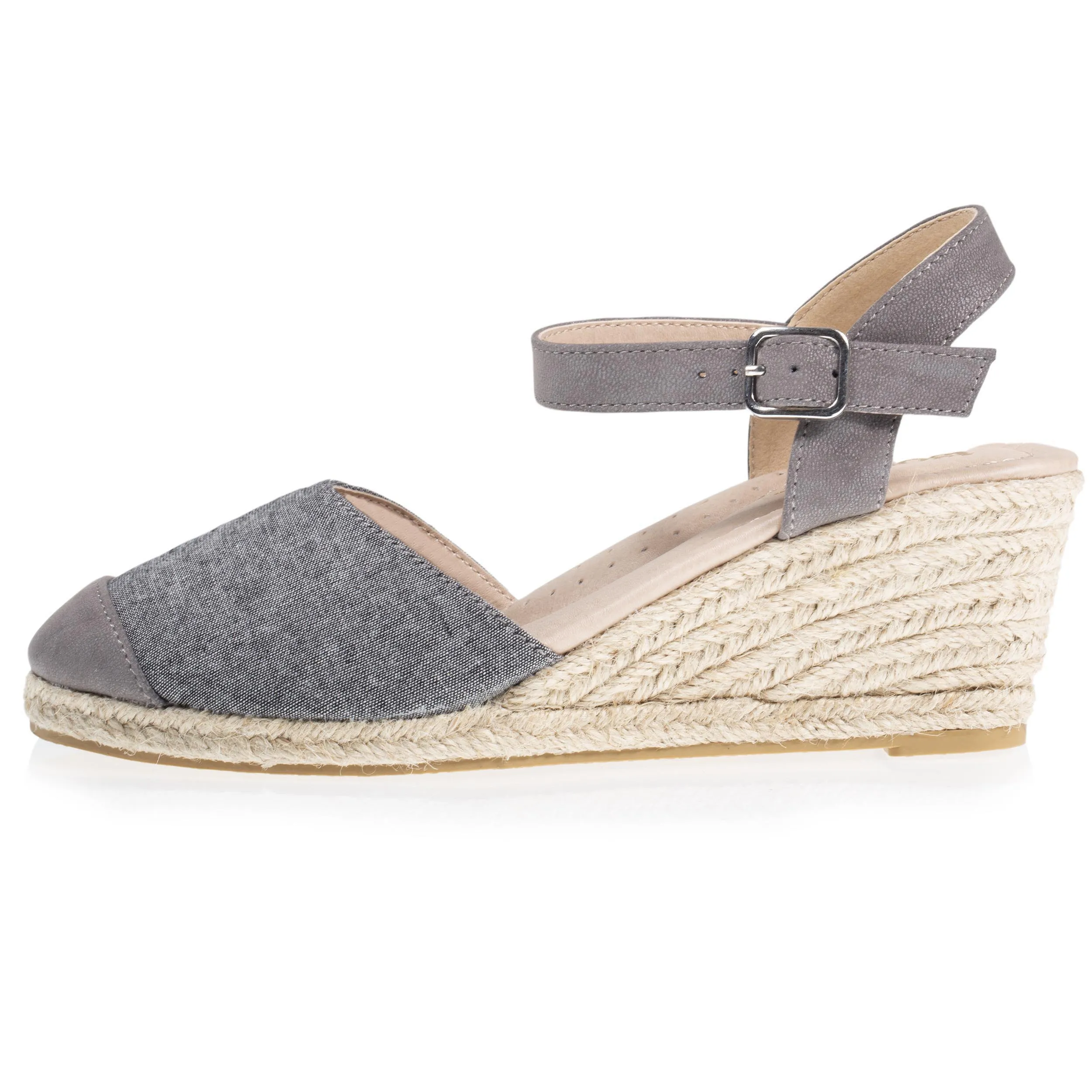 Espadrilles fermées Femme talon Grise