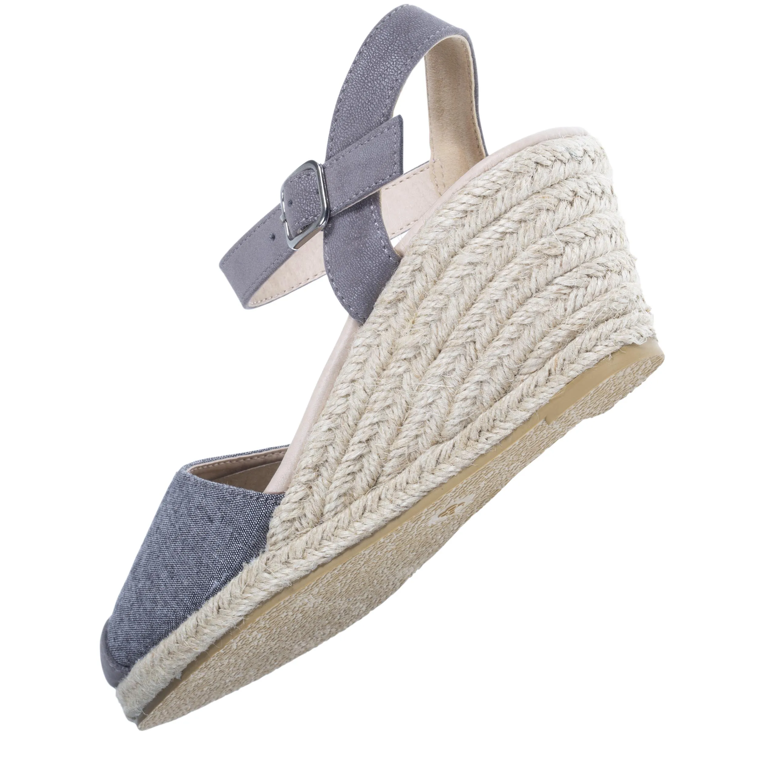 Espadrilles fermées Femme talon Grise