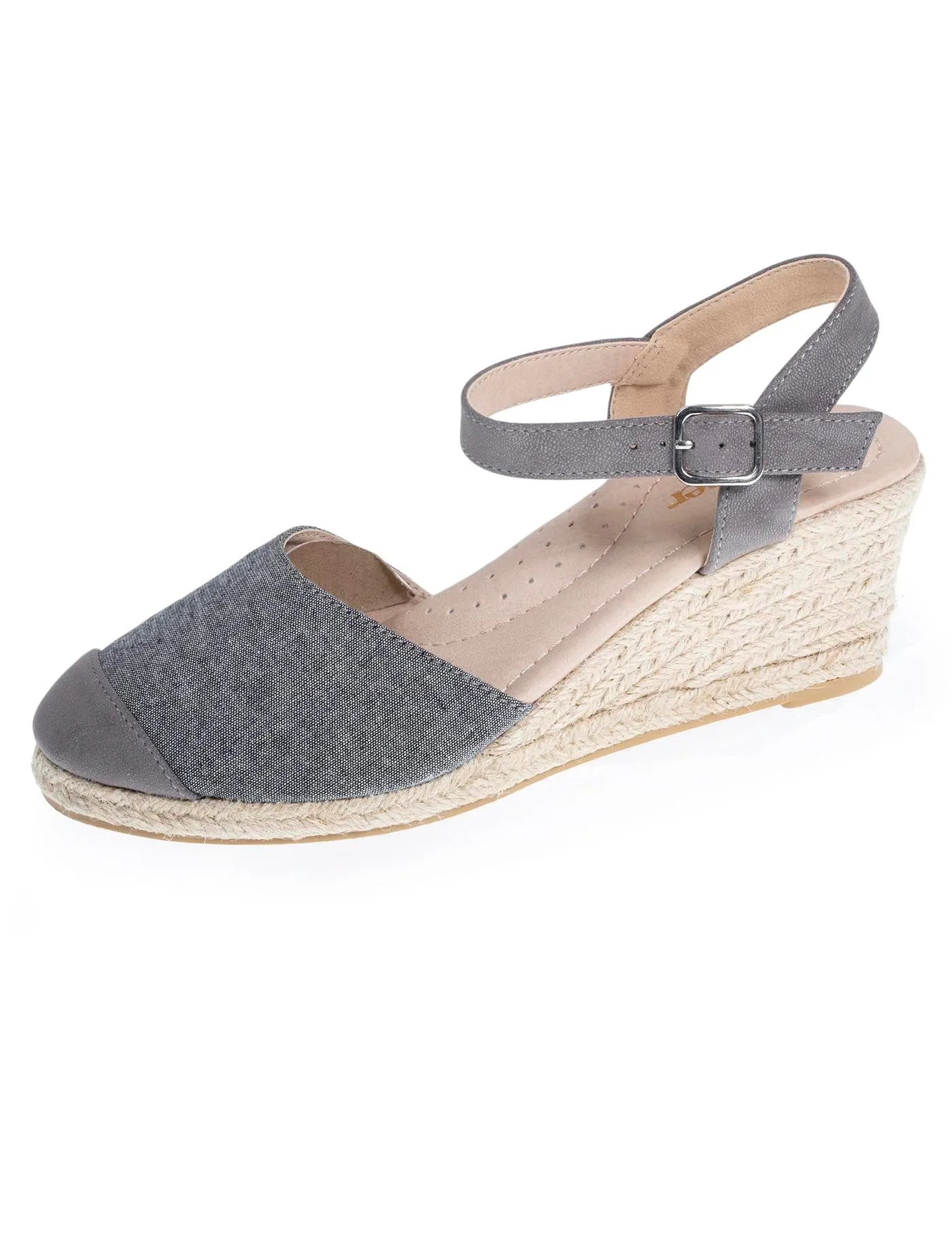 Espadrilles fermées Femme talon Grise