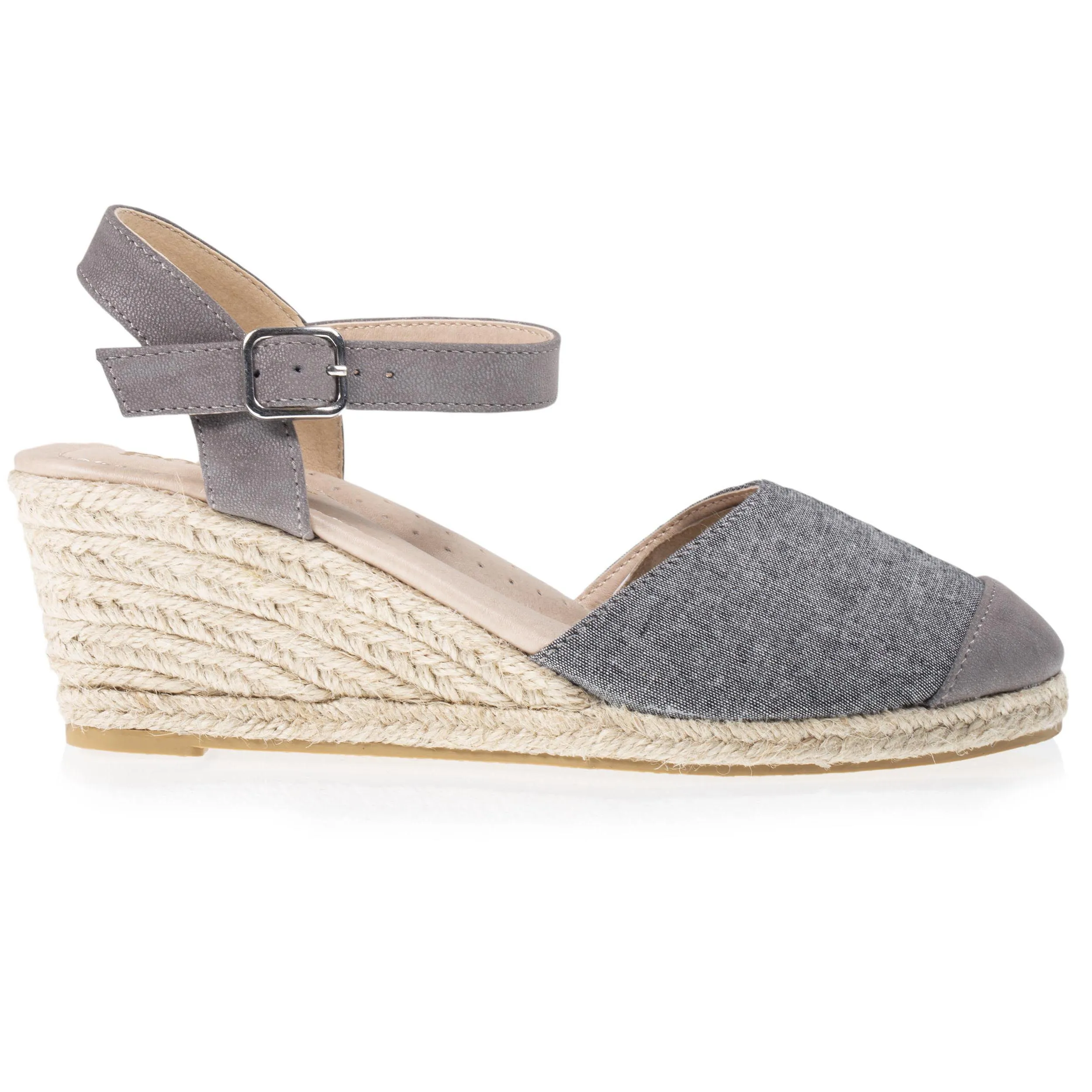 Espadrilles fermées Femme talon Grise