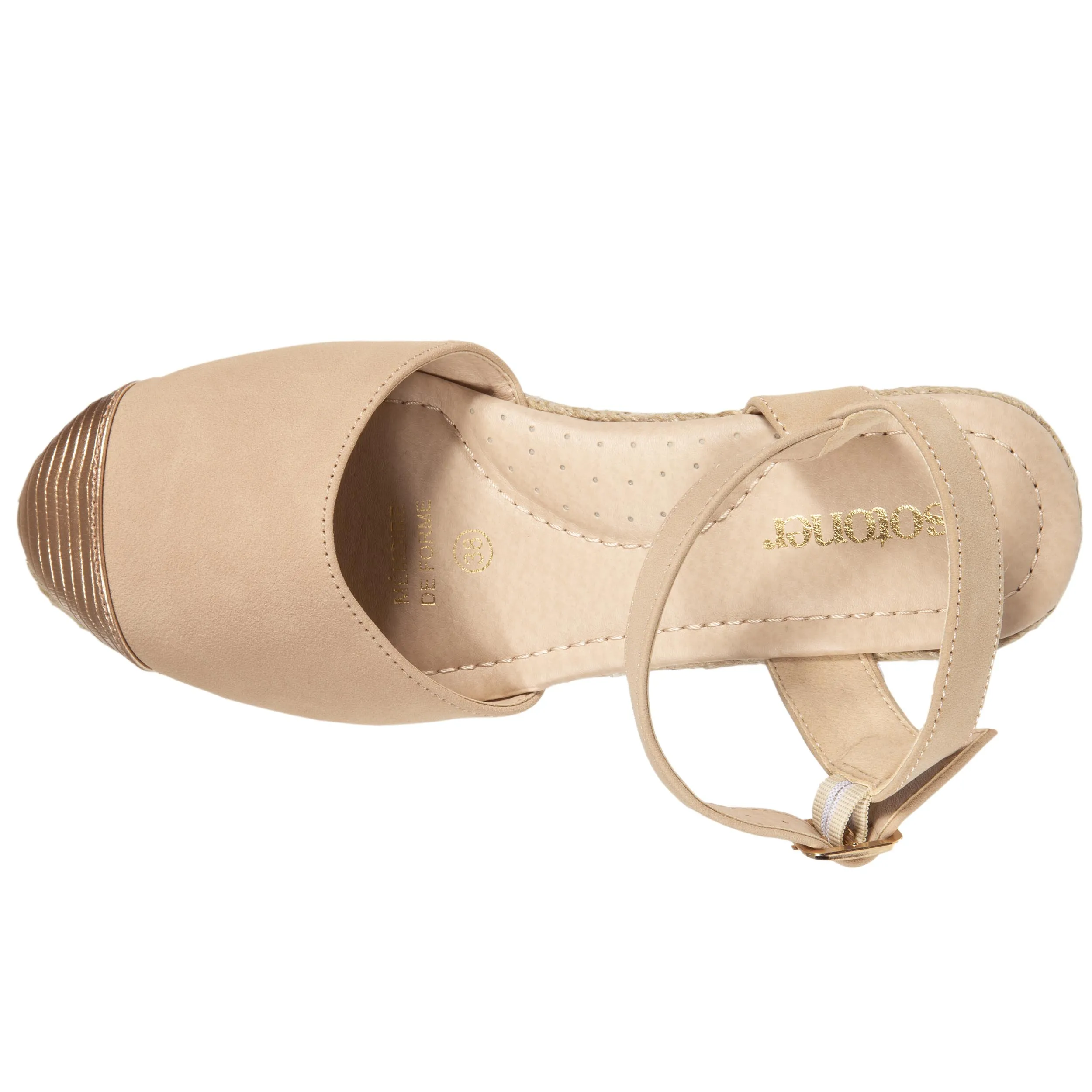 Espadrilles fermées Femme talon Nude