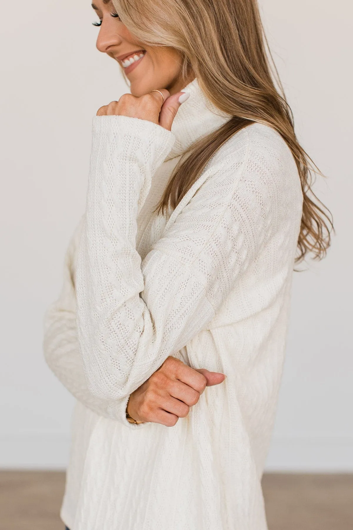 Fingers Crossed Turtle Neck Sweater- Ivory