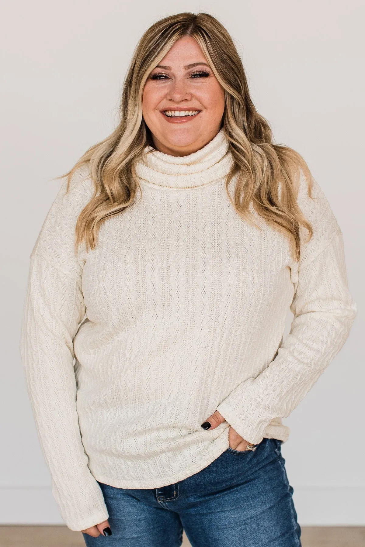 Fingers Crossed Turtle Neck Sweater- Ivory