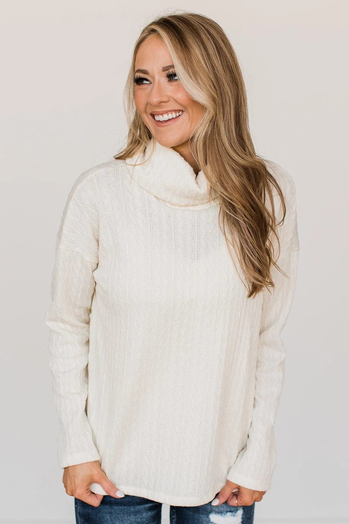 Fingers Crossed Turtle Neck Sweater- Ivory