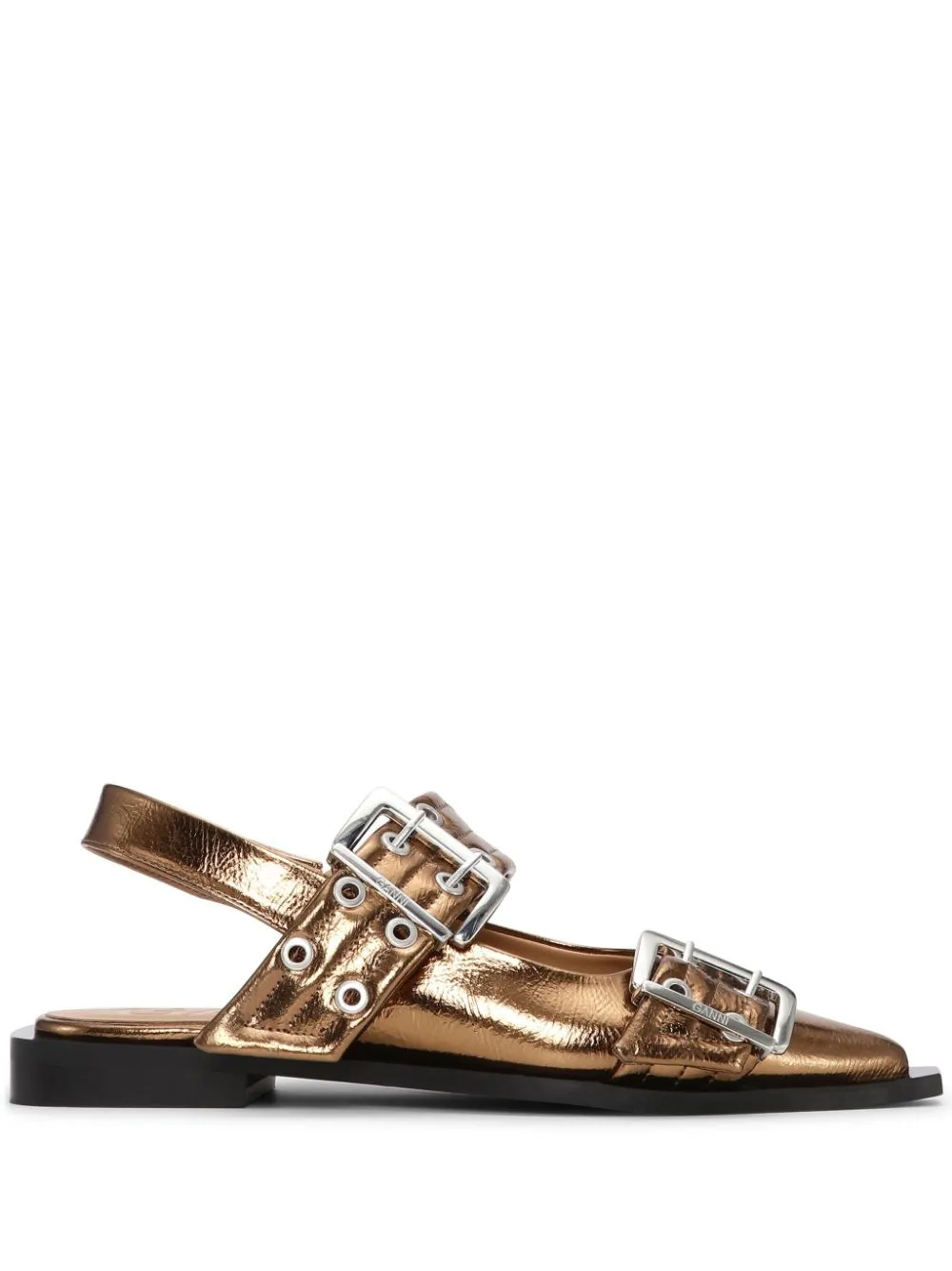 GANNI metallic feminine ballerina shoes - Brown