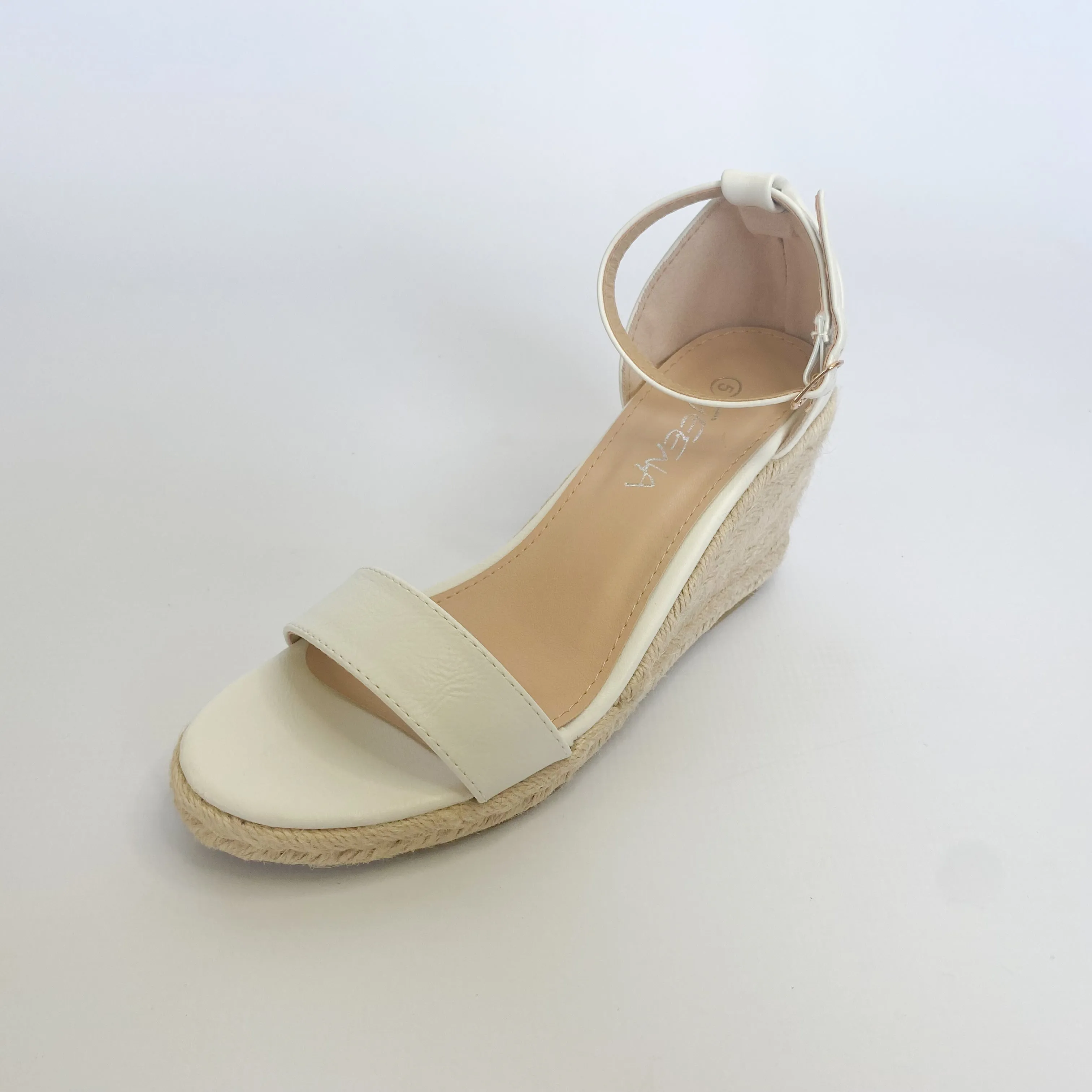 Geena white over the toe espadrille wedge