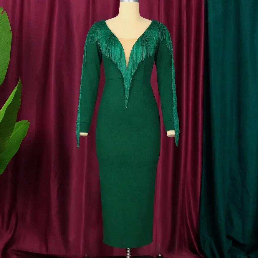 Green Tassel Party Dress