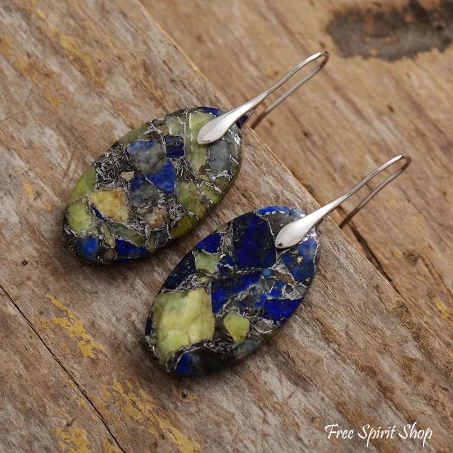 Handmade Green & Blue Jasper Mosaic Earrings