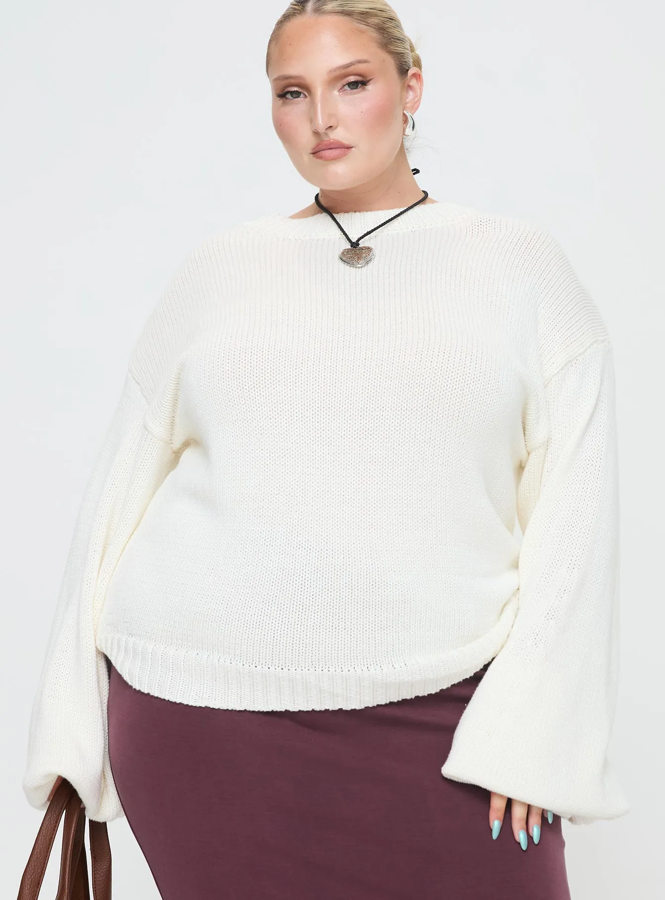 Harmony Knit Sweater White Curve