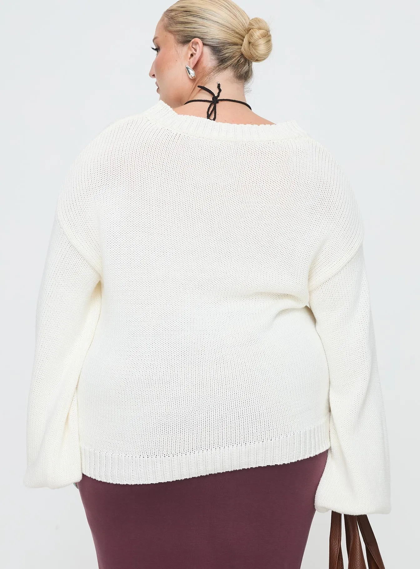 Harmony Knit Sweater White Curve