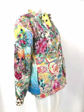 JOHNNY WAS Yellow Green Multi Print Bomber Women Size X-SMALL Jacket