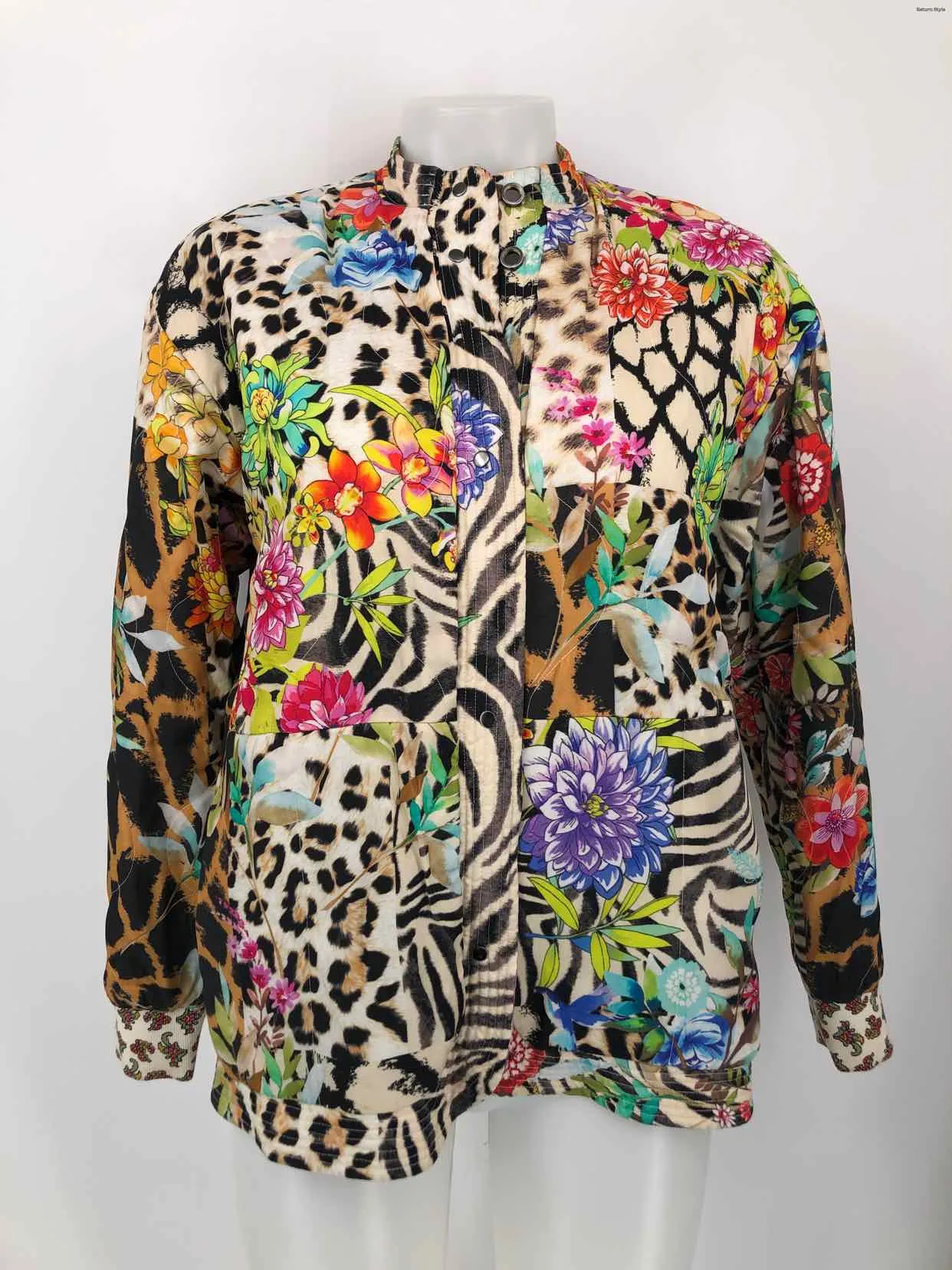 JOHNNY WAS Yellow Green Multi Print Bomber Women Size X-SMALL Jacket