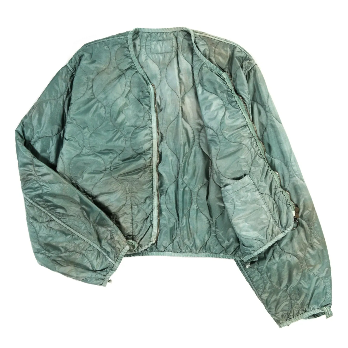 KAPITAL NYLON QUILTING DIP-DYE LINING CROPPED BOLERO LIGHT GREEN