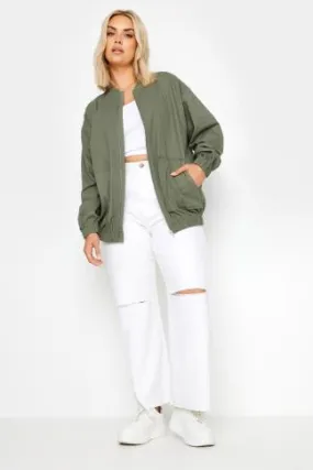 LIMITED COLLECTION Curve Khaki Green Twill Bomber Jacket