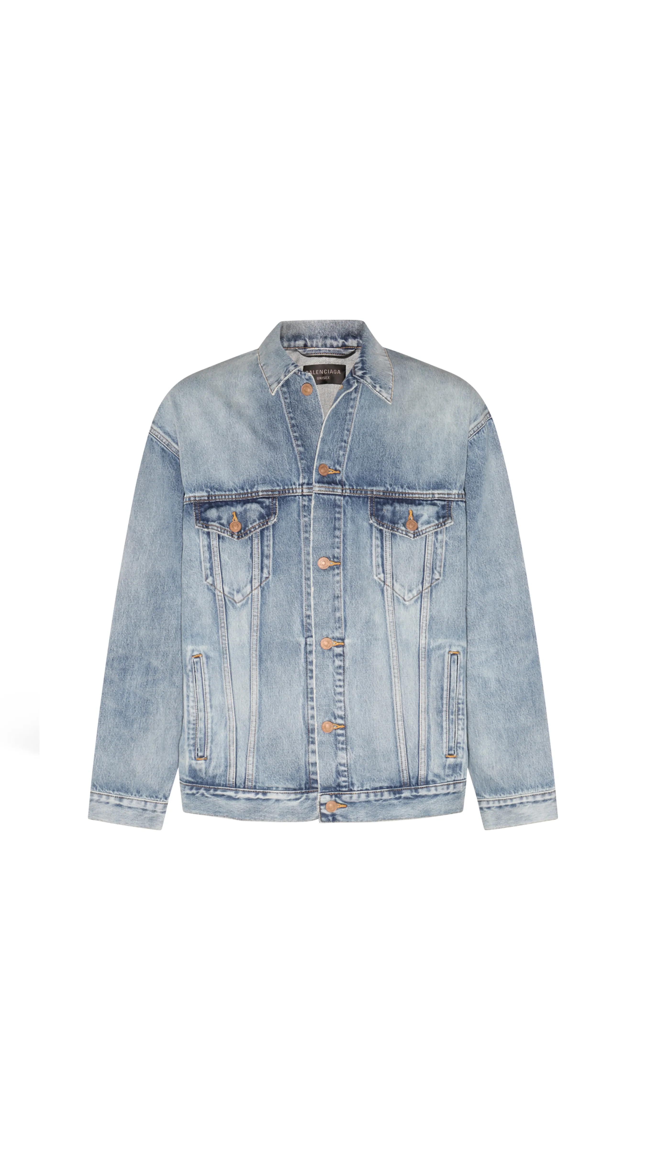 Logo Printed Oversized Denim Jacket - Blue