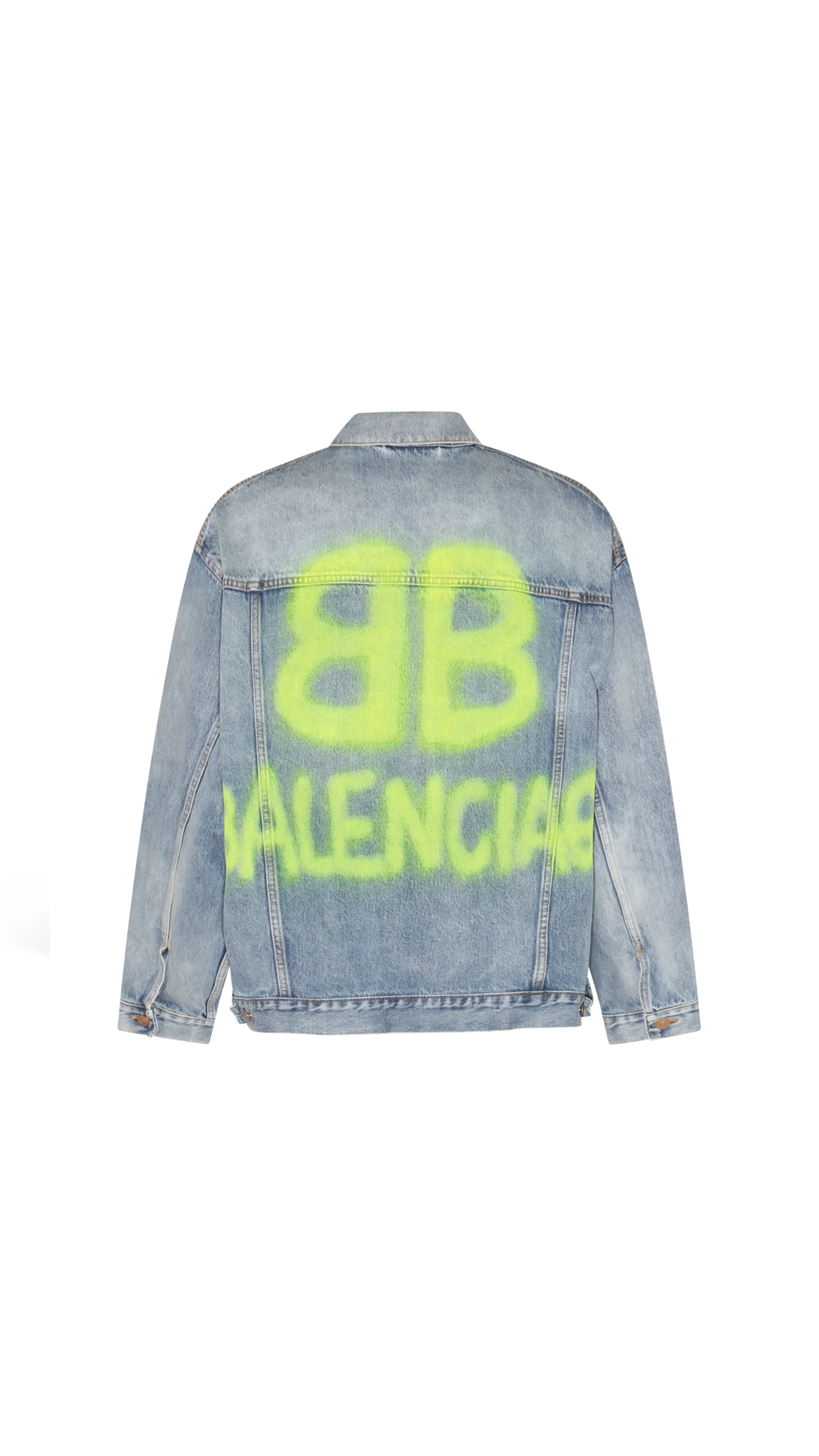 Logo Printed Oversized Denim Jacket - Blue