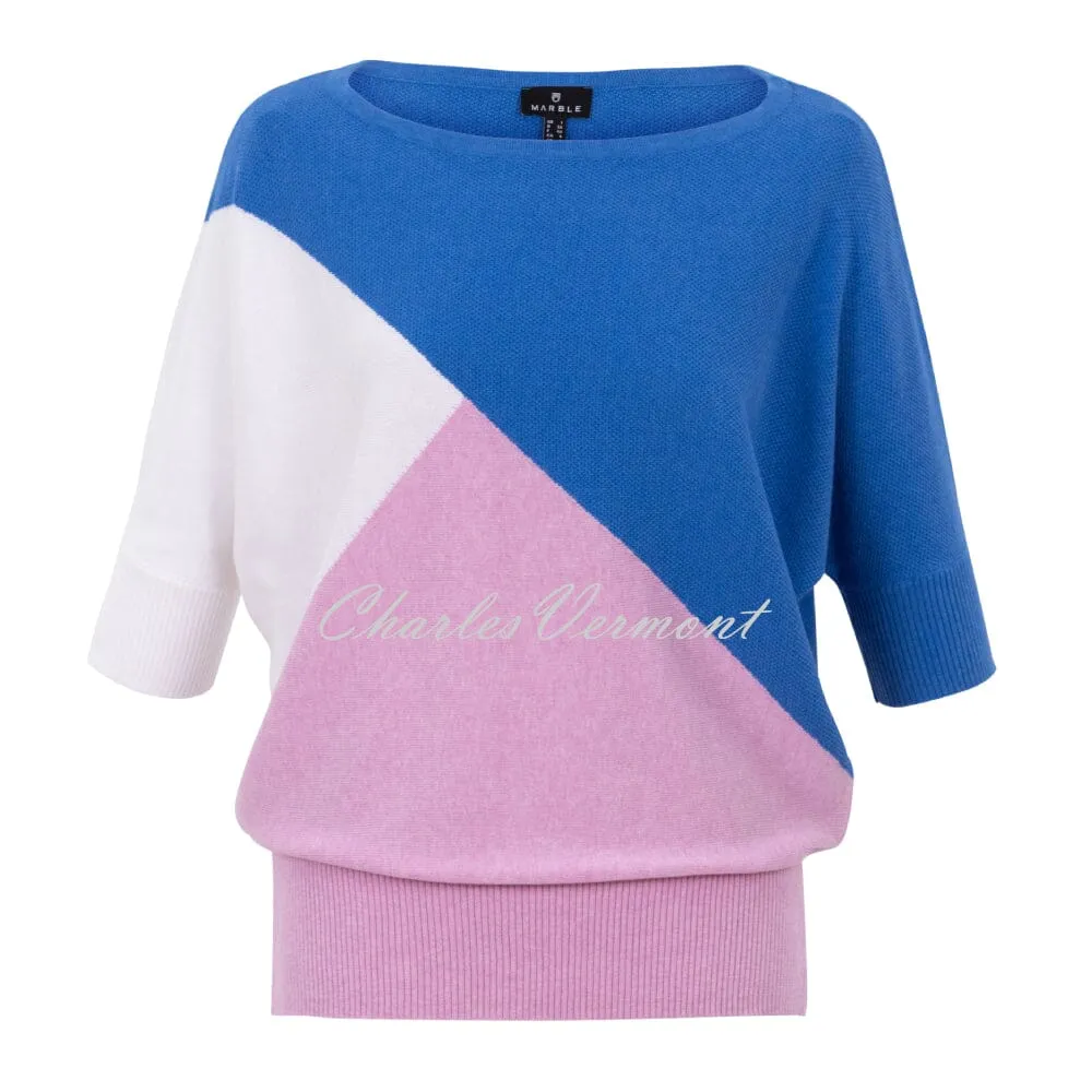 Marble Sweater - Style 7011-201 (Deep Blue / Lavender / White)