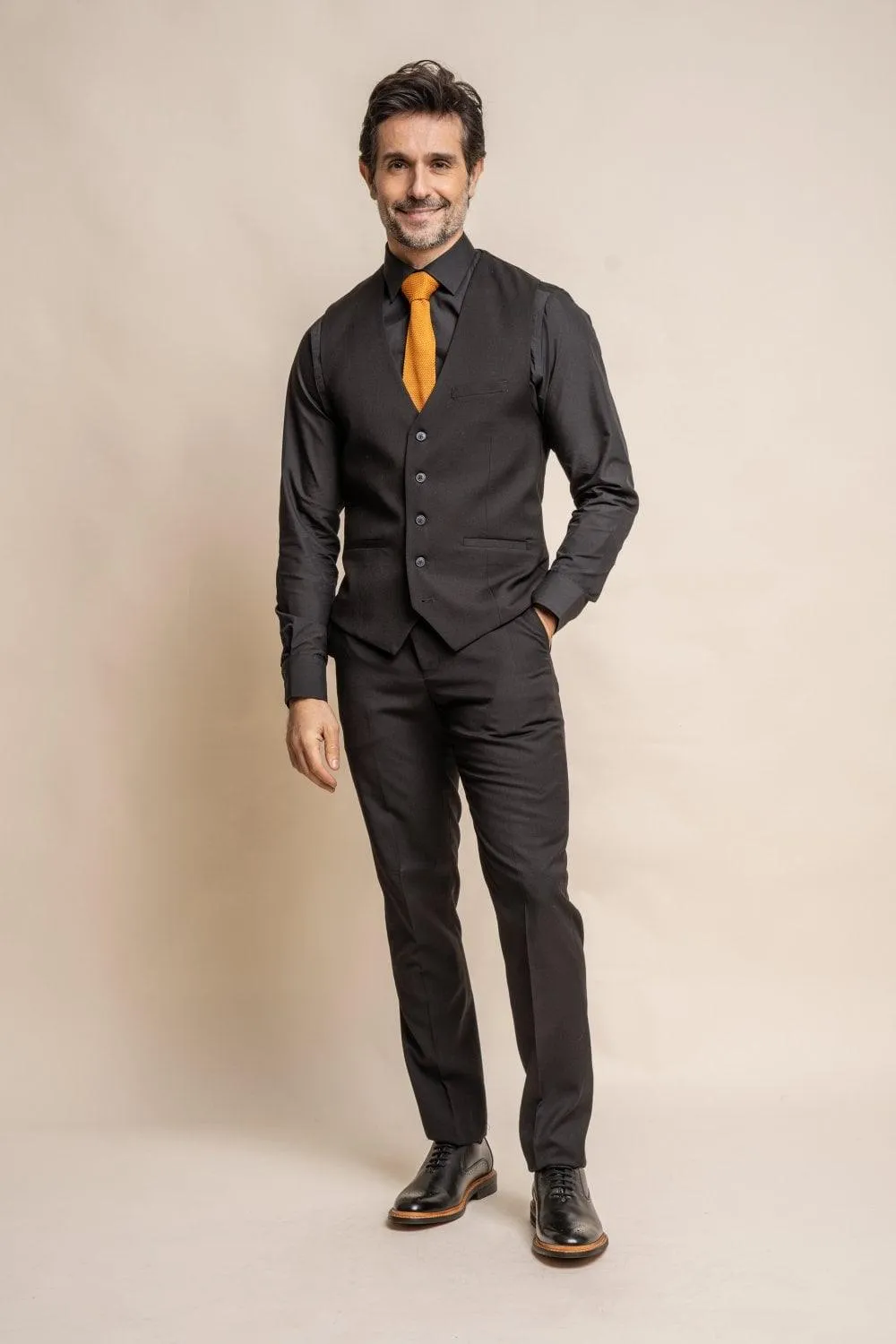 Marco Black Regular Three Piece Slim Fit Suit