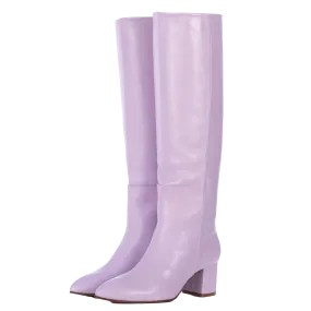 MAUVE LEATHER TALL BOOTS