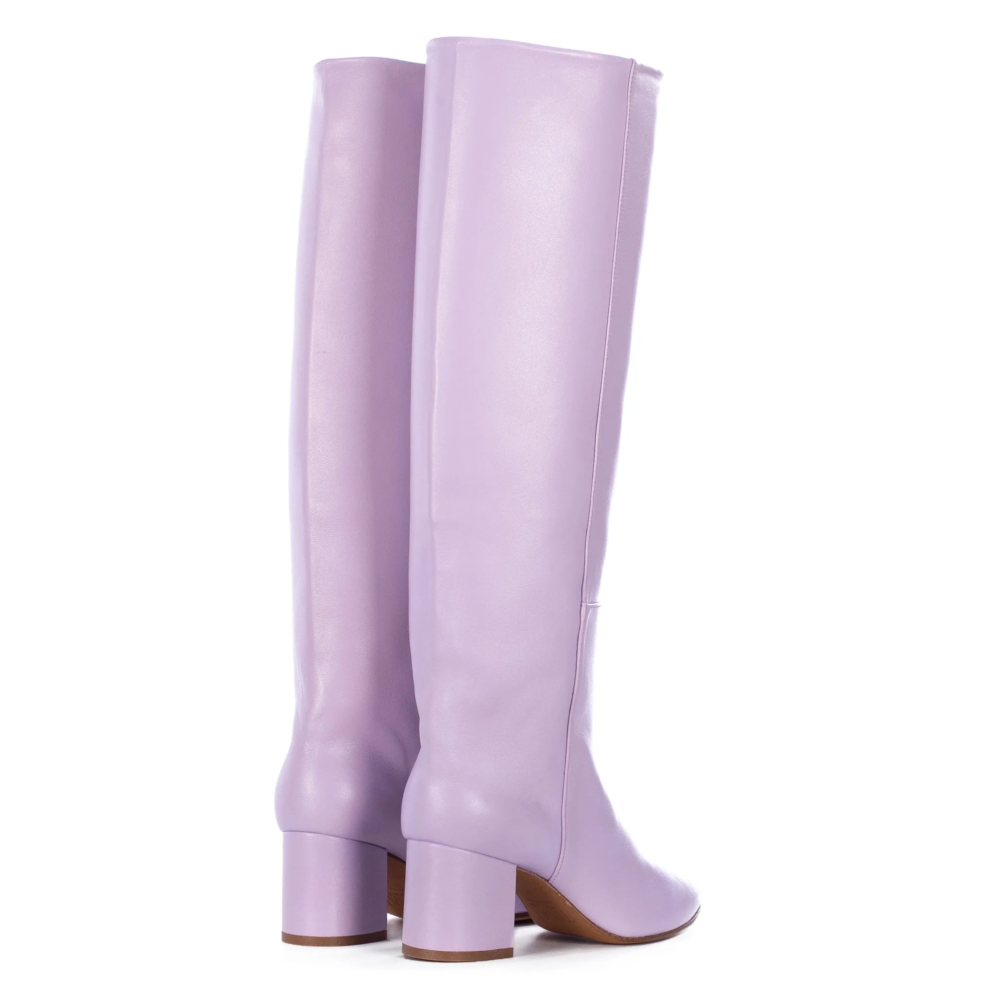 MAUVE LEATHER TALL BOOTS