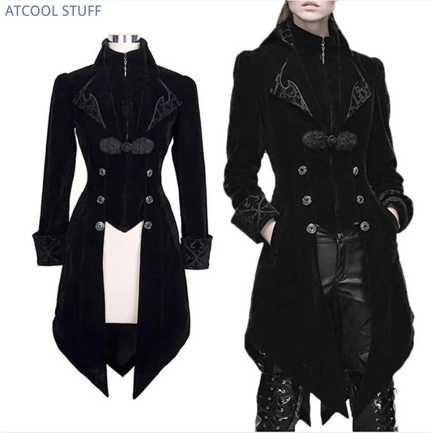 Medieval Gothic Vampire Style Stand Collar Tailcoat Dress