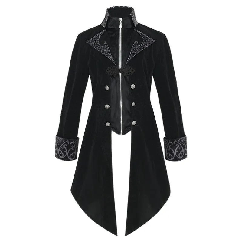 Medieval Gothic Vampire Style Stand Collar Tailcoat Dress