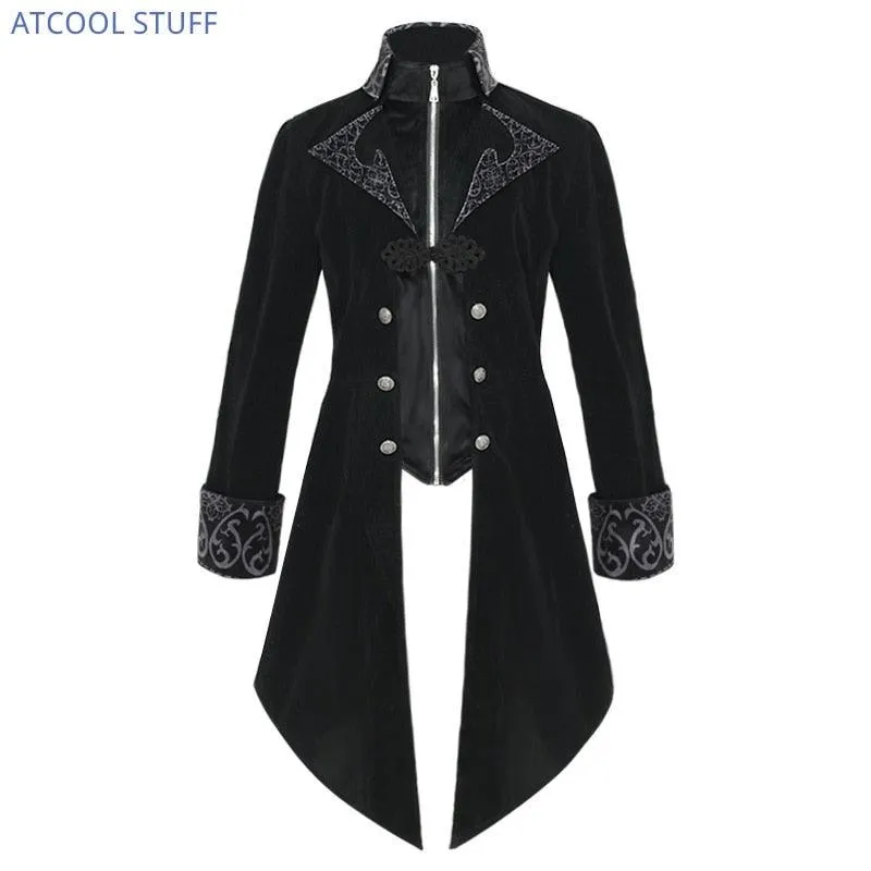 Medieval Gothic Vampire Style Stand Collar Tailcoat Dress