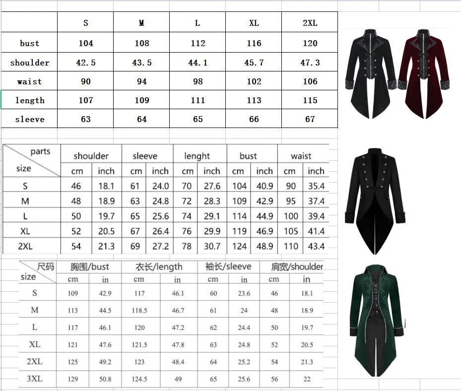 Medieval Gothic Vampire Style Stand Collar Tailcoat Dress