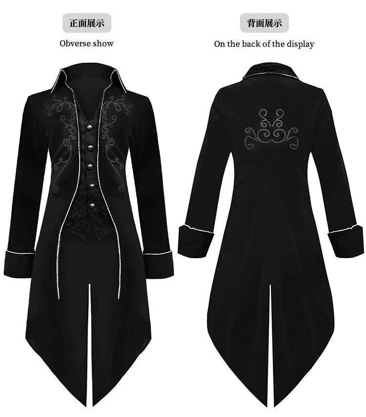 Medieval Gothic Vampire Style Stand Collar Tailcoat Dress