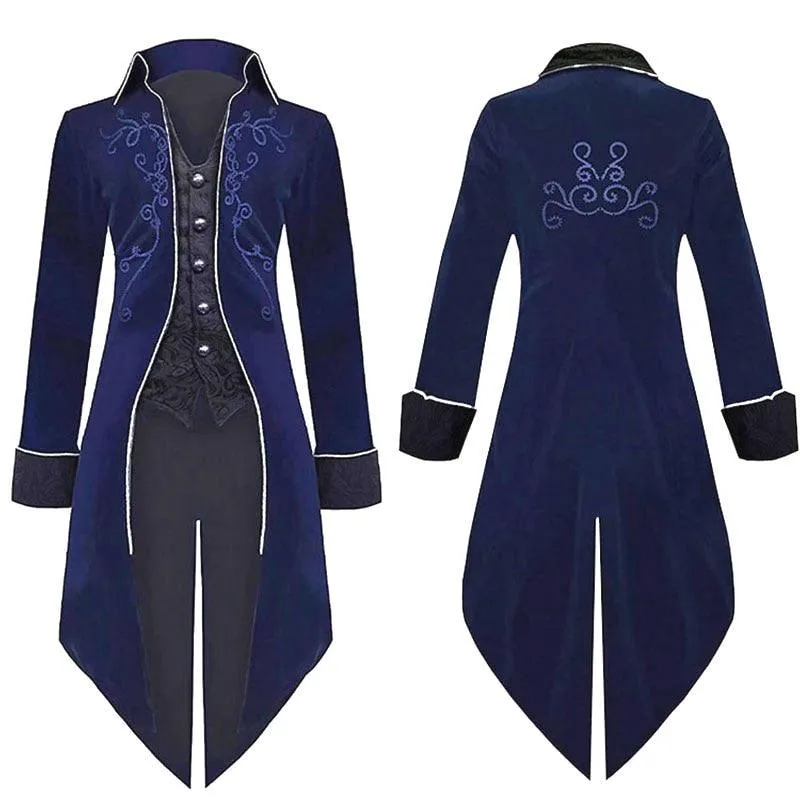 Medieval Gothic Vampire Style Stand Collar Tailcoat Dress