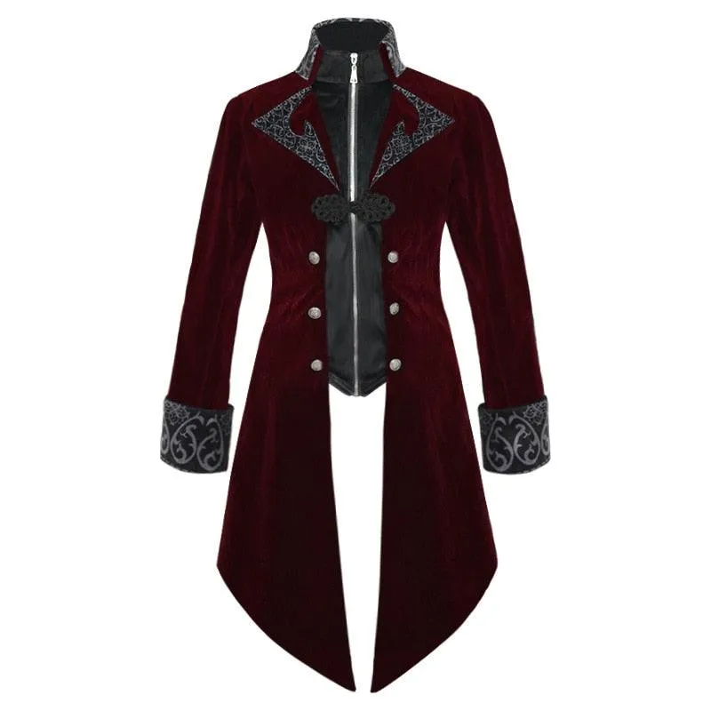 Medieval Gothic Vampire Style Stand Collar Tailcoat Dress