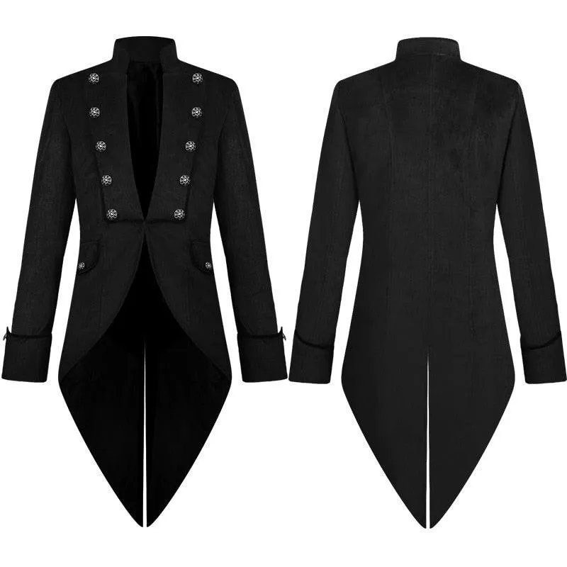 Medieval Gothic Vampire Style Stand Collar Tailcoat Dress