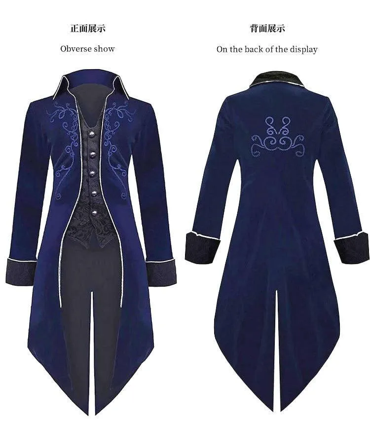 Medieval Gothic Vampire Style Stand Collar Tailcoat Dress