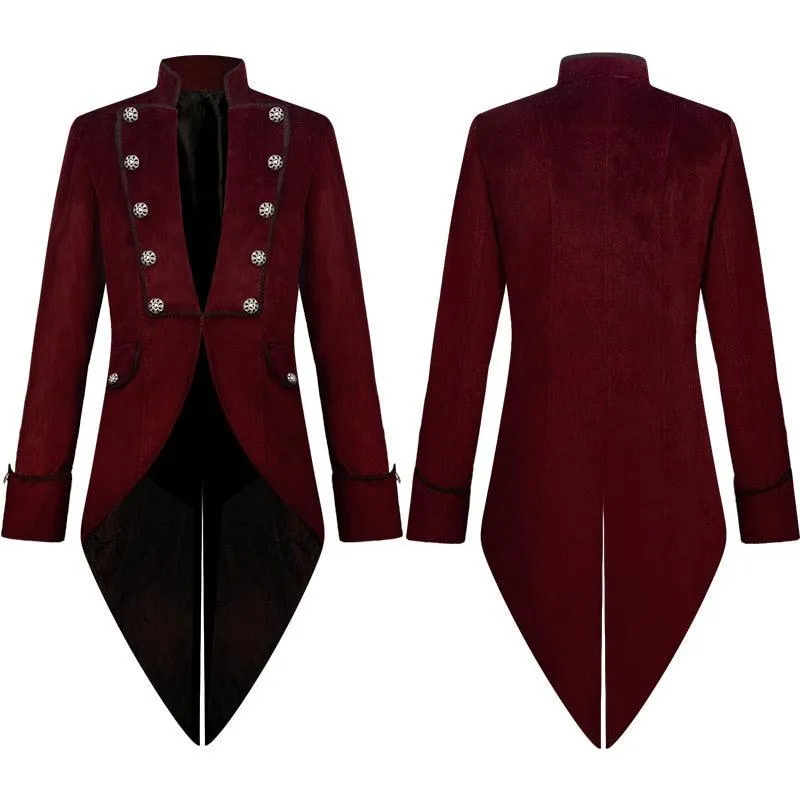 Medieval Gothic Vampire Style Stand Collar Tailcoat Dress