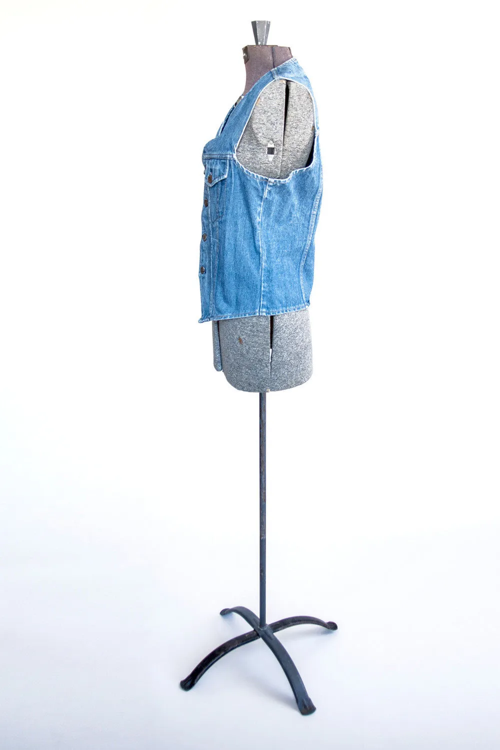 Medium Wash 70s Vest - Women’s Vintage Denim Vest