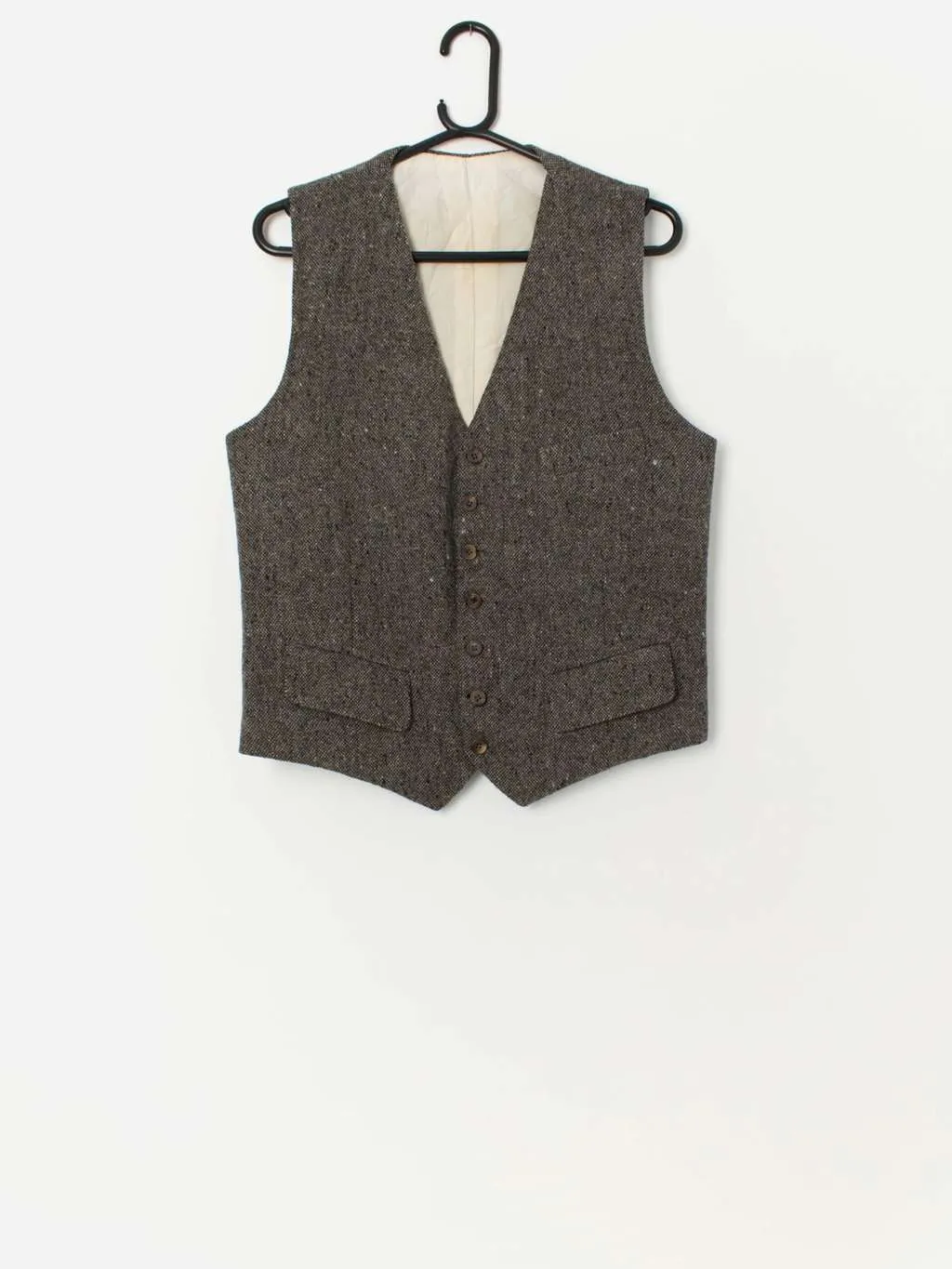 Men’s vintage wool waistcoat with pockets – Medium