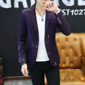 Men's Casual Spring Print Fashion Youth Slim-Fit Comfortable Blazers