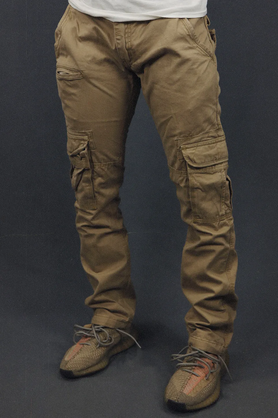 Men's Khaki Combat Pants Six Pocket Cargo Pants To Match Sneakers | Khaki