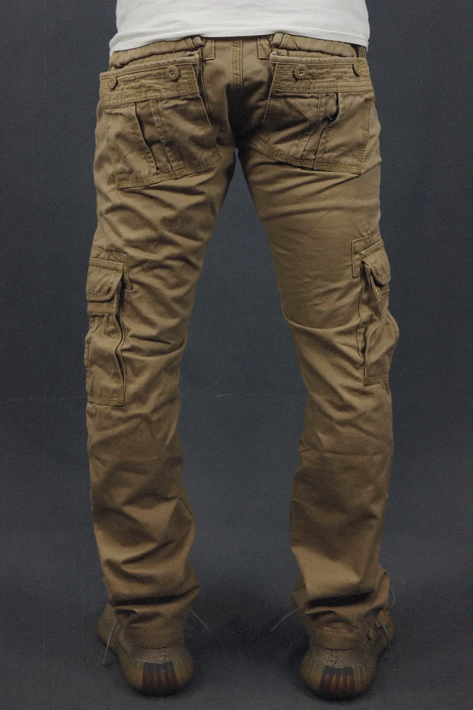 Men's Khaki Combat Pants Six Pocket Cargo Pants To Match Sneakers | Khaki