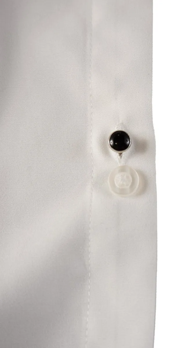 Men's Solid White Microfiber Formal Tuxedo Shirt - RENTAL