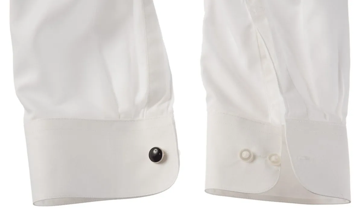 Men's Solid White Microfiber Formal Tuxedo Shirt - RENTAL