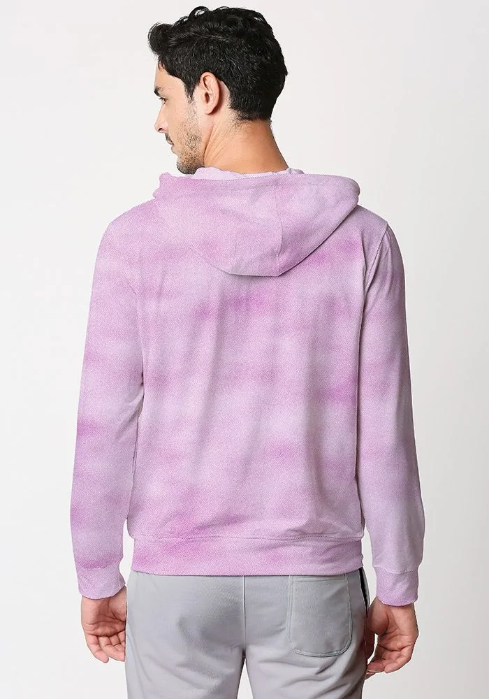 Mens Textured Zipper Hoodie-Orchid Pink