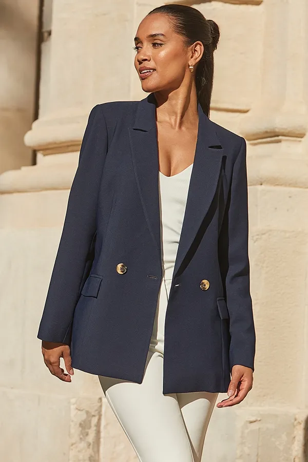 Navy Blue Double Breasted Blazer