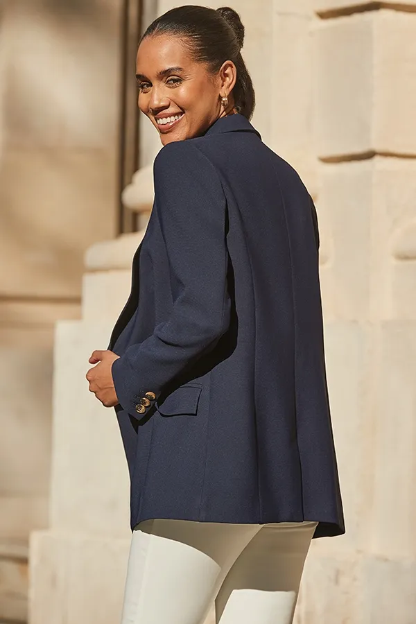 Navy Blue Double Breasted Blazer