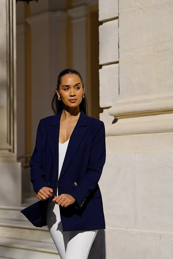 Navy Blue Double Breasted Blazer