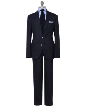 Navy Plaid Wool Blend Suit