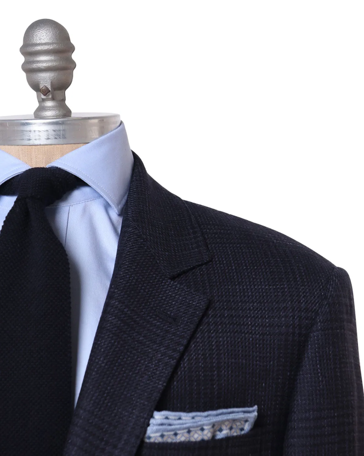 Navy Plaid Wool Blend Suit