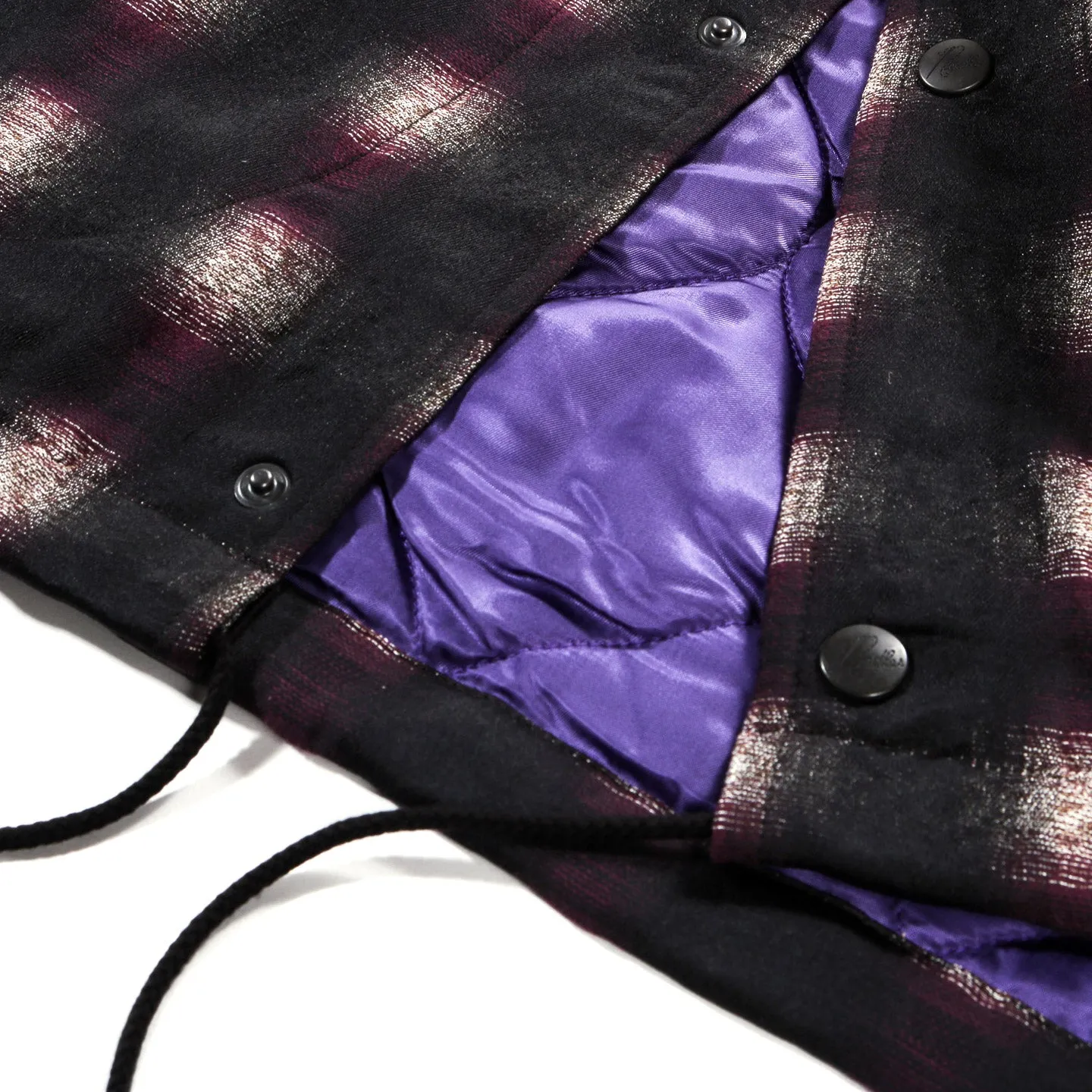 NEEDLES COACH JACKET OMBRE PLAID JACQUARD BORDEAUX